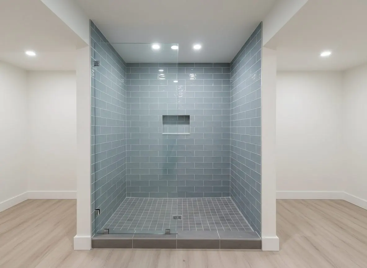 Tiled shower over a trenched trap in Grafton
